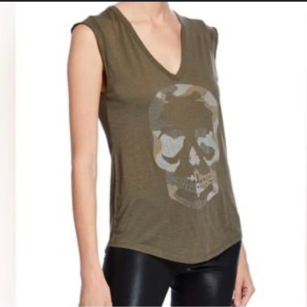 Zadig & Voltaire Skull Studded Army Green Shirt